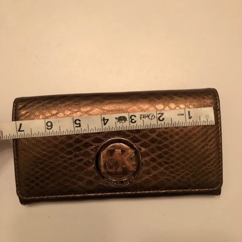 Michael kors brown metallic leather wallet